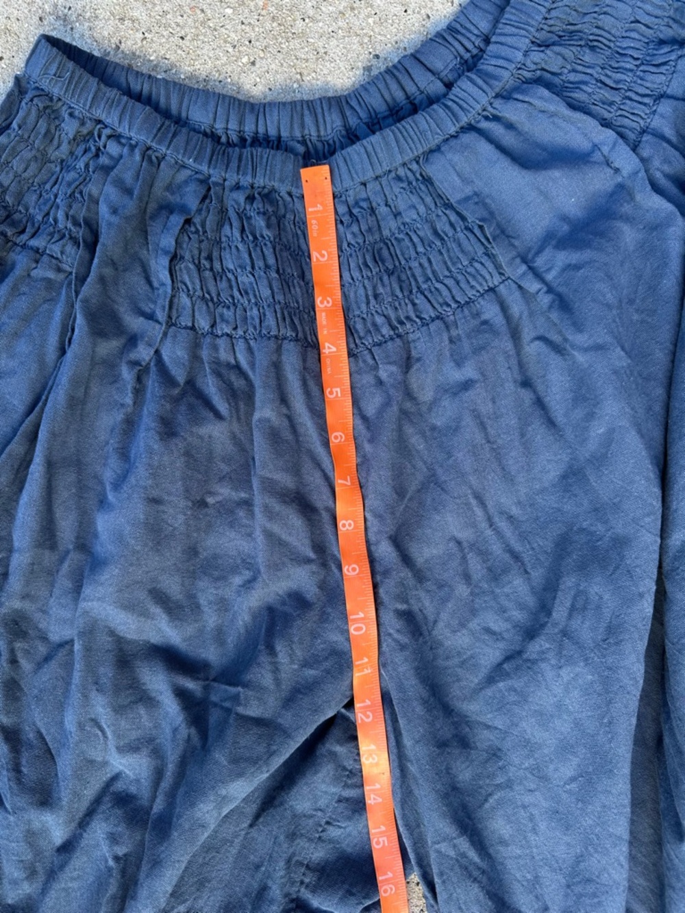 Free People Rising Sun Pants Smocked Cotton Wide Leg Sz M Blue Beach Coastal - Picture 7 of 8